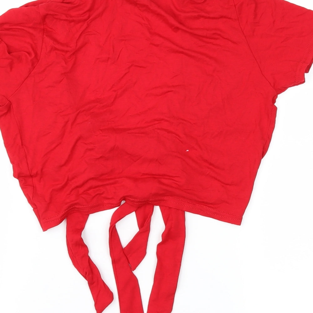Womens UK Size 6 Boohoo Red Basic Blouse