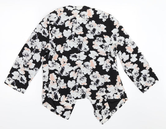 M&Co Womens Black Floral Jacket Size 10