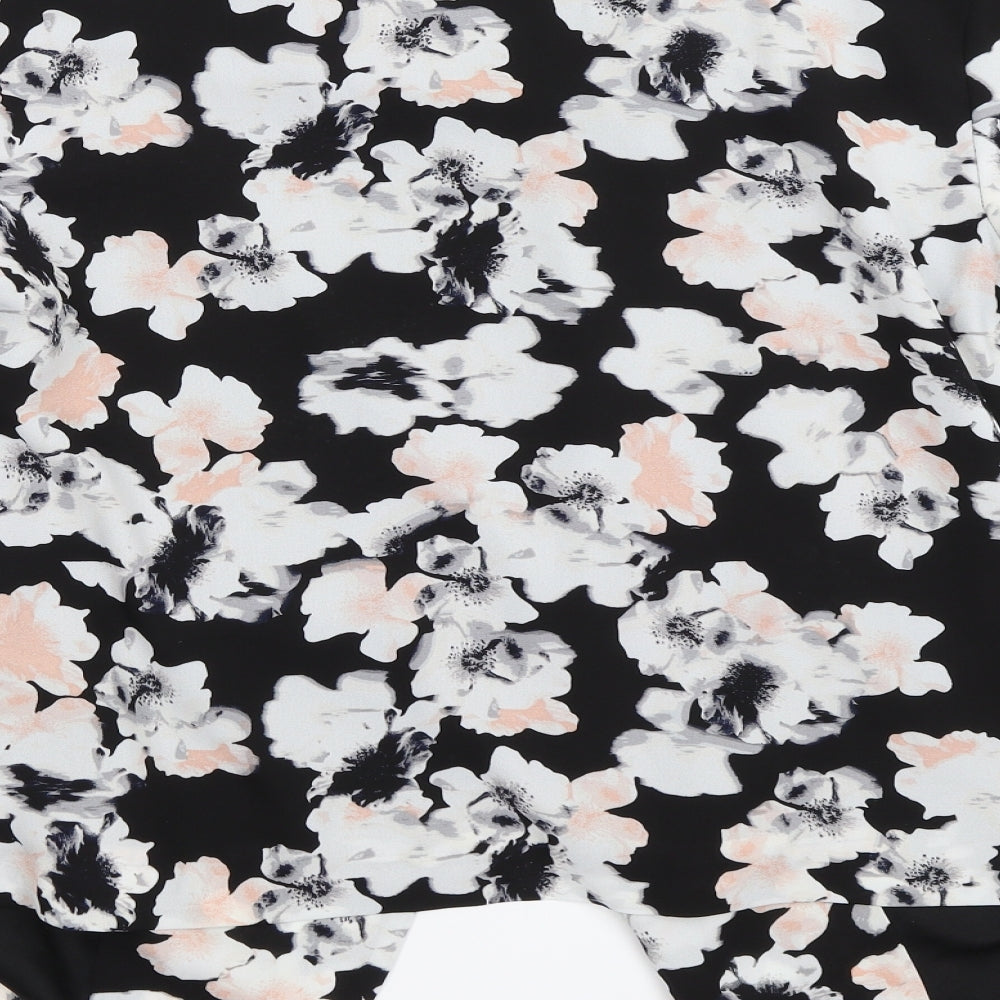 M&Co Womens Black Floral Jacket Size 10
