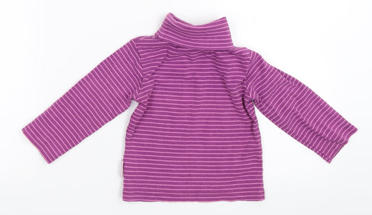 JoJo Maman Bébé Girls Purple Striped Pullover Jumper Size 18-24 Months