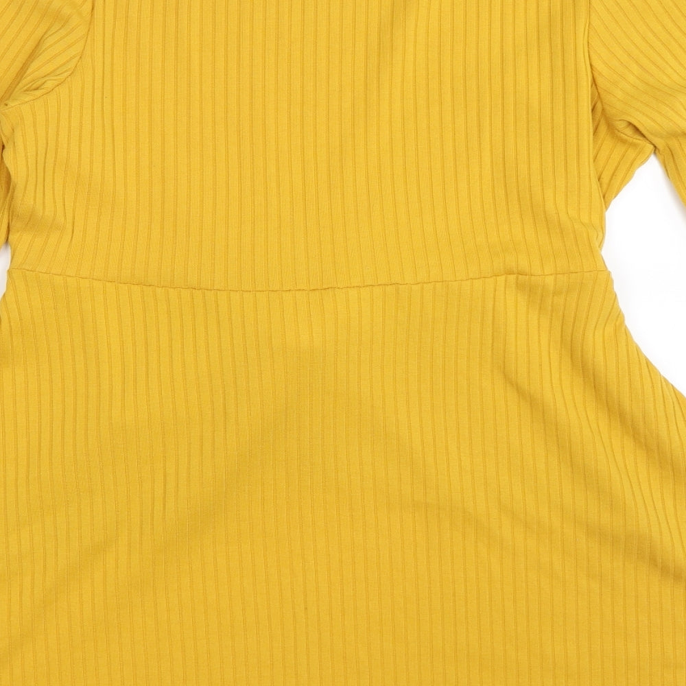 Boohoo Womens Yellow Basic T-Shirt Size 14