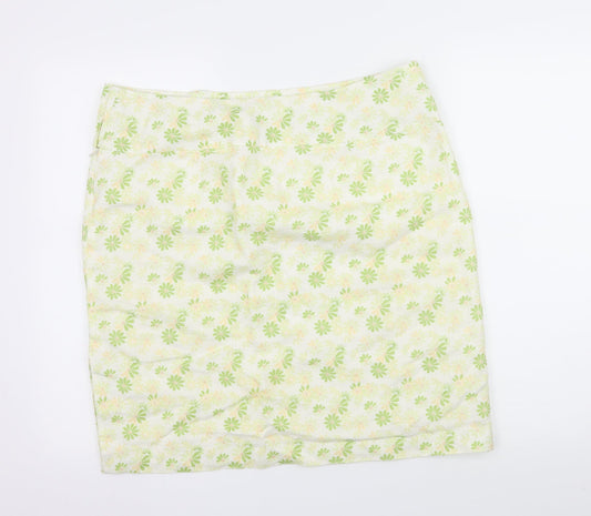 Kaliko Womens Green Geometric  A-Line Skirt Size 18