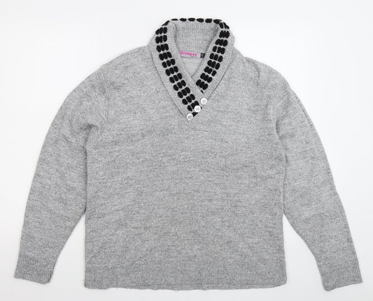 Glimpse Womens Grey Knit Pullover Jumper Size XL