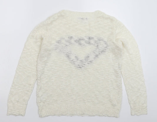 Roman Womens White Knit Pullover Jumper Size 10