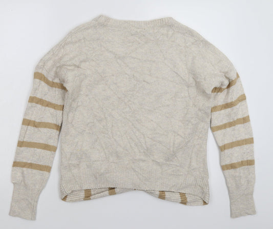 Yes Lola Womens Beige Striped Knit Pullover Jumper Size L