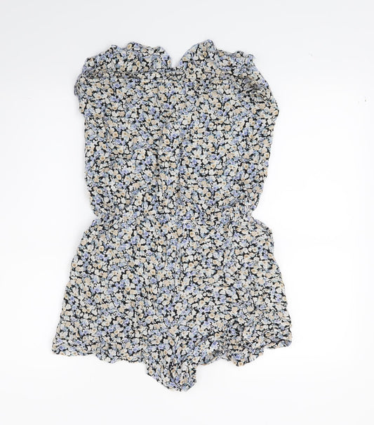 F&F Womens Blue Floral  Shorts One-Piece Size 10