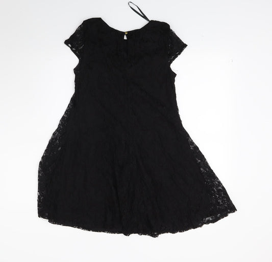 Atmosphere Womens Black Floral A-Line Size 8