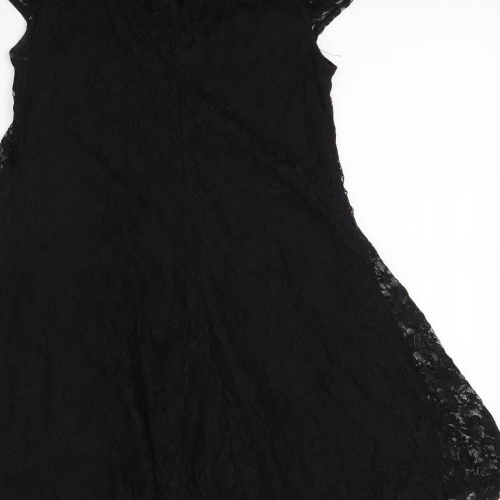 Atmosphere Womens Black Floral A-Line Size 8