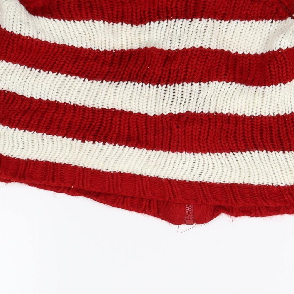 H&M Boys Red Striped Cardigan Jumper Size 5-6 Years