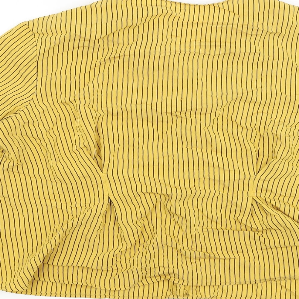 Topshop Womens Gold Striped Basic Blouse Size 10