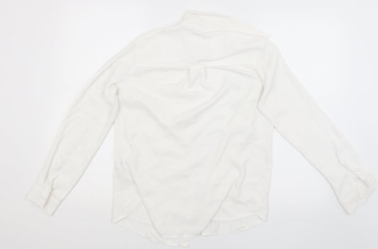 Womens UK Size 8 New Look White Basic Button-Up