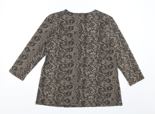 TU Womens Brown Animal Print Jersey Blouse Size 8