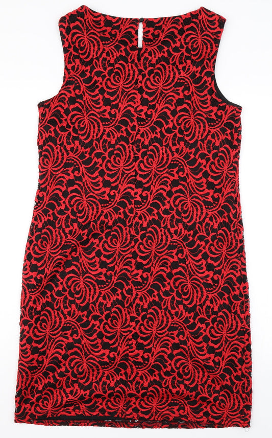 Roman Womens Red Floral Shift Size 10