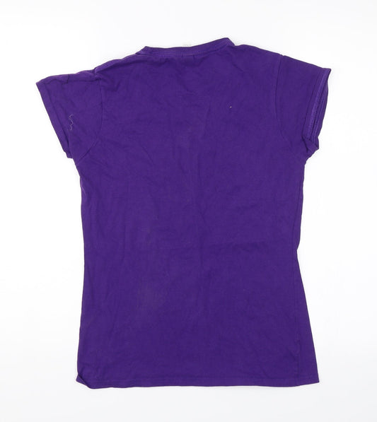 Womens UK Size M Gildan Purple Basic T-Shirt