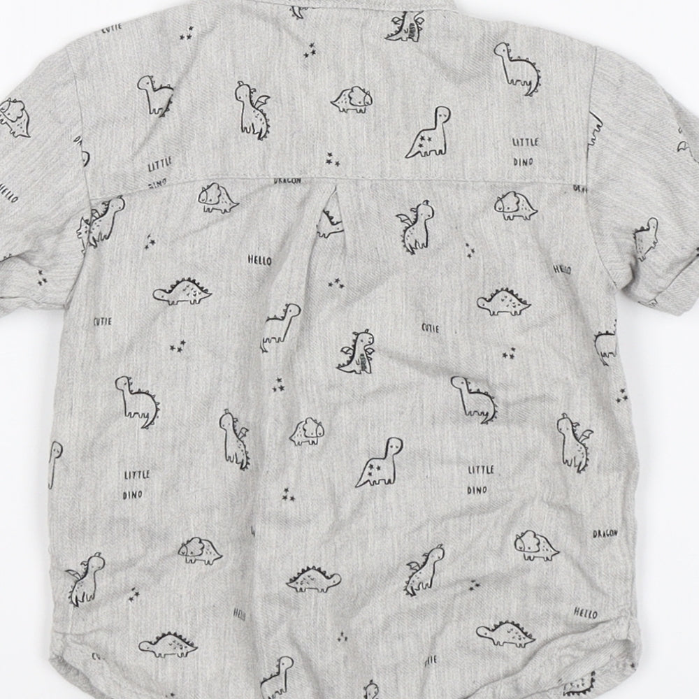 George Baby Grey Basic Button-Up Size 3-6 Months - Dinosaurs