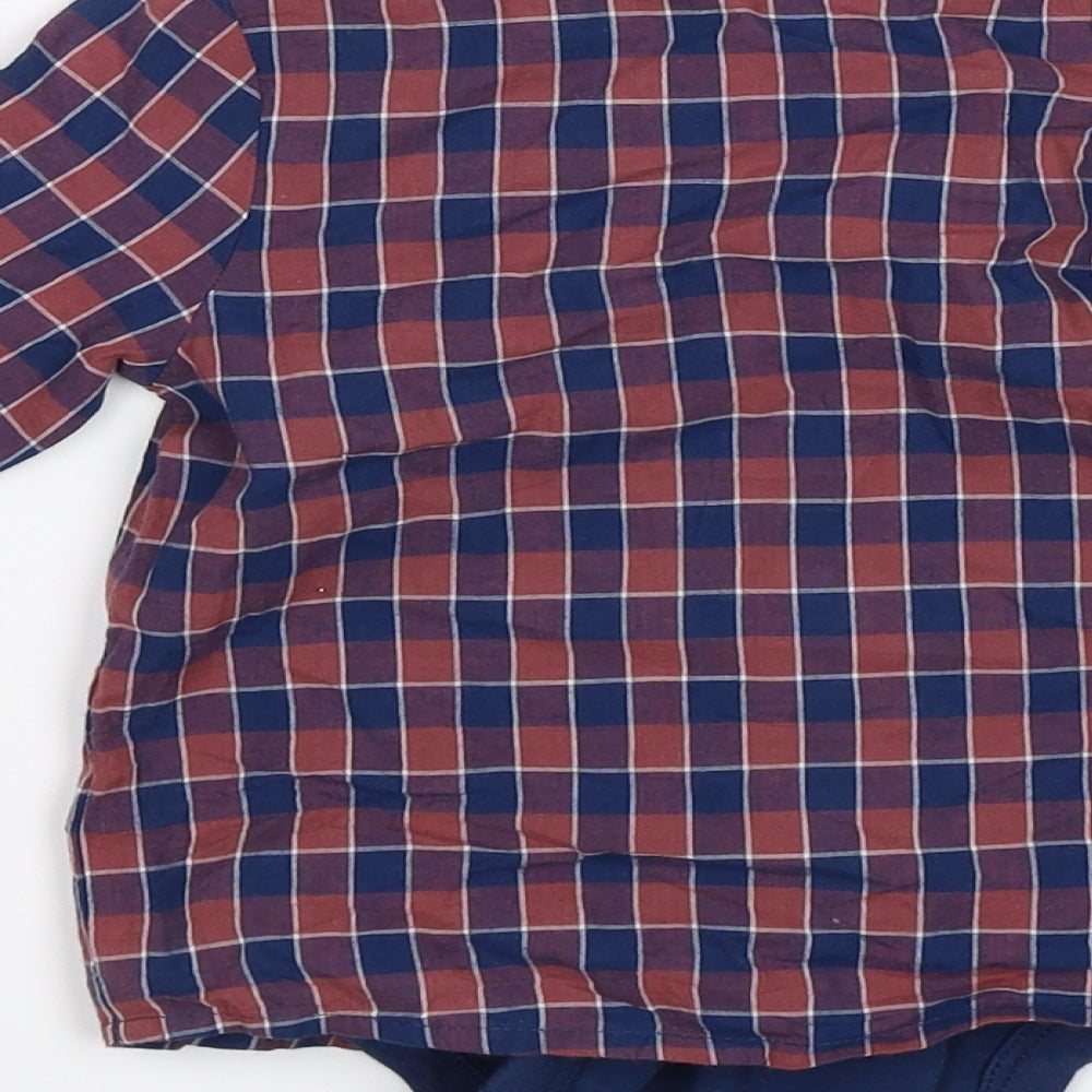 M&S Baby Blue Plaid Romper One-Piece Size 6-9 Months