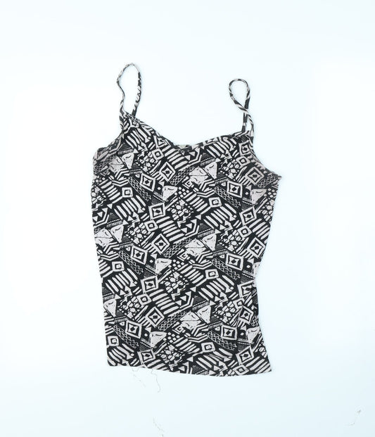 Tu Womens White Geometric Basic Tank Size 14