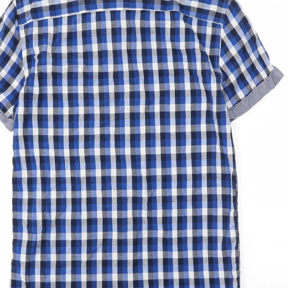 Pull&Bear Mens Blue Plaid Button-Up Size S