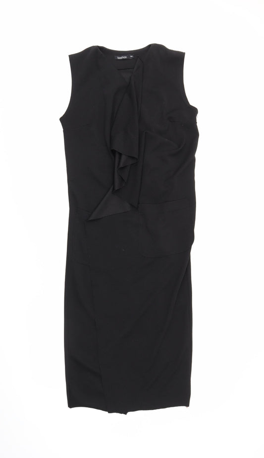 Womens UK Size M Boohoo Black Kimono Coat