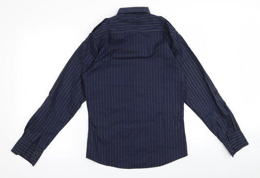 Topman Mens Blue Striped Button-Up Size S