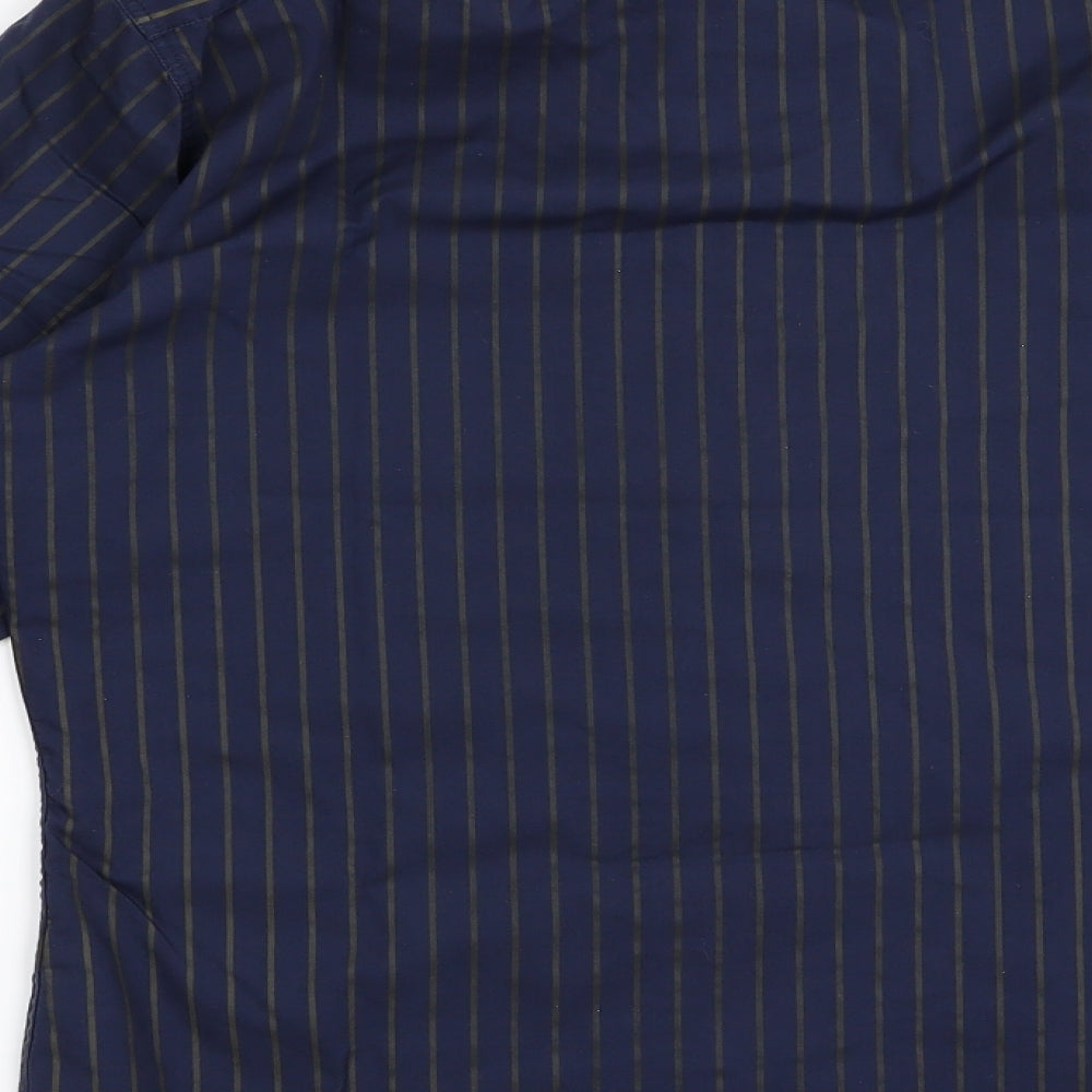 Topman Mens Blue Striped Button-Up Size S