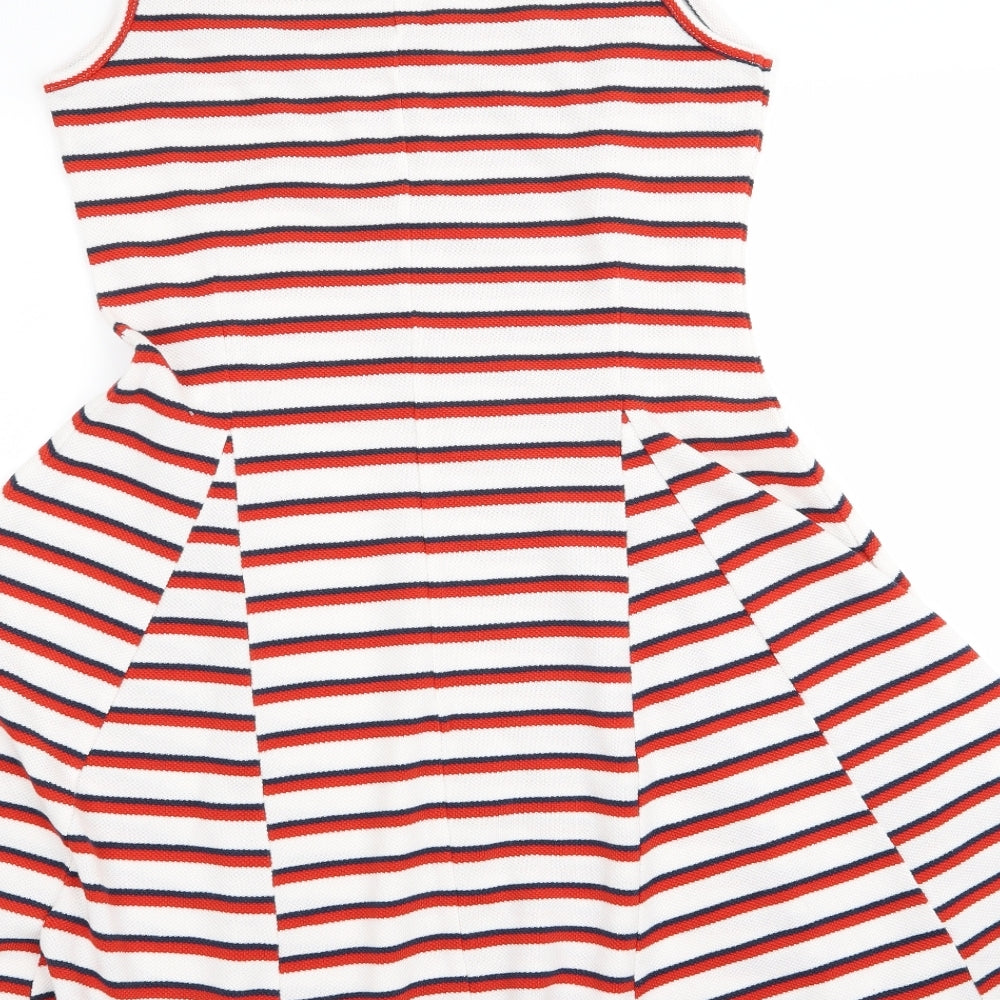 Peacocks Womens Red Striped A-Line Size 10