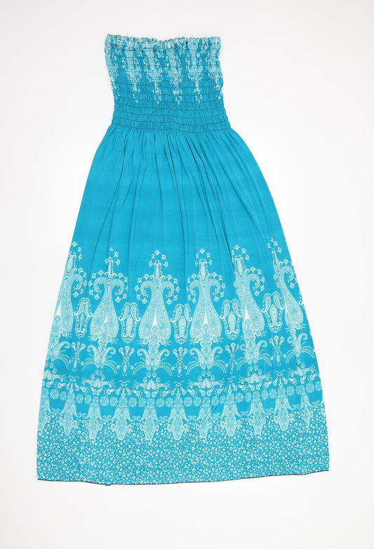 Preworn Womens Blue Geometric Maxi Size S