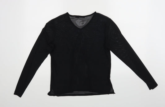 Boohoo Womens Black Basic Blouse Size 8