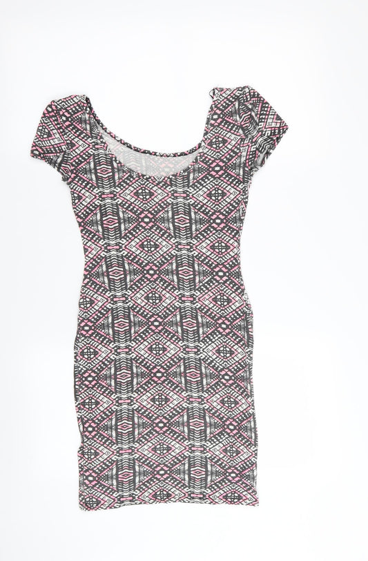 New Look Womens Multicoloured Geometric Pencil Dress Size 10