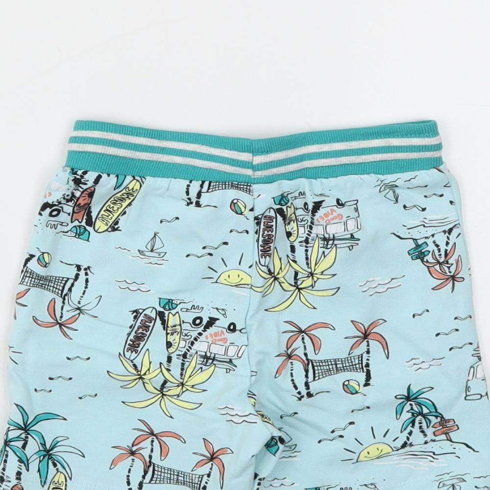 SO CUTE Boys Blue Animal Print Capri Trousers Size 18 Months