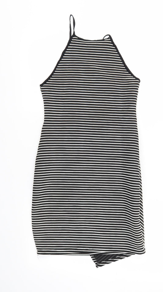 Primark Womens Black Striped A-Line Size 10