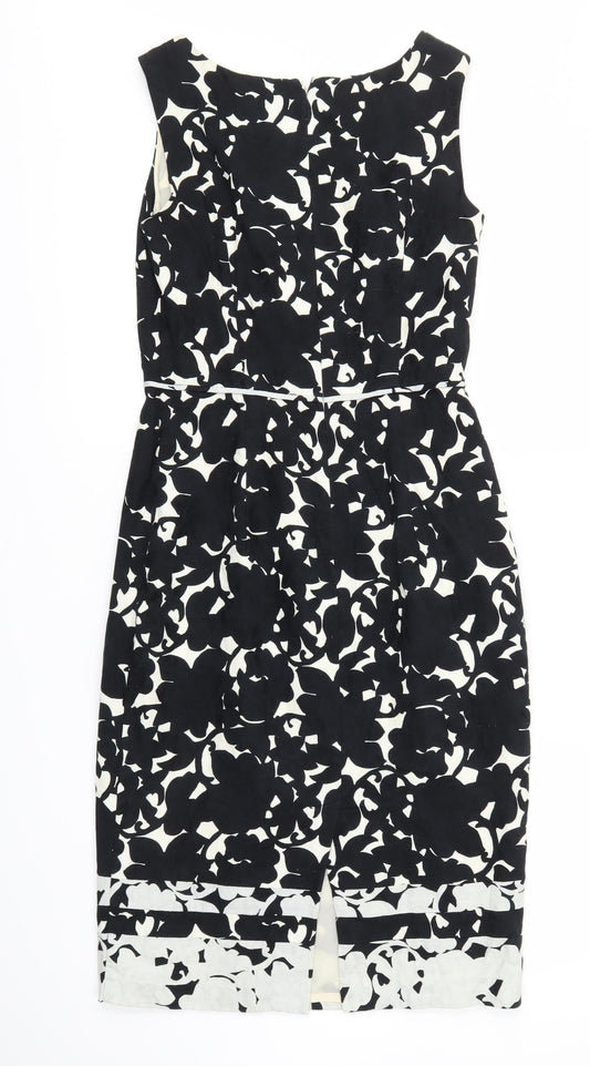 Betty Jackson Black Womens Black Floral A-Line Size 8
