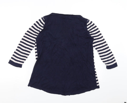 Mango Womens Blue Striped Pullover Jumper Size S