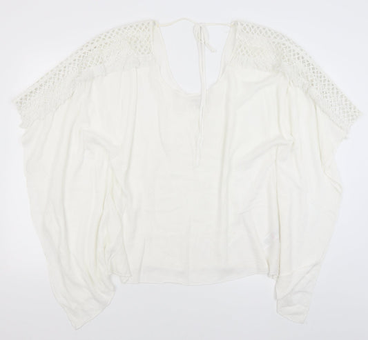 Womens UK Size 10 Apricot White Tunic T-Shirt