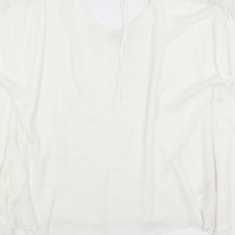 Womens UK Size 10 Apricot White Tunic T-Shirt