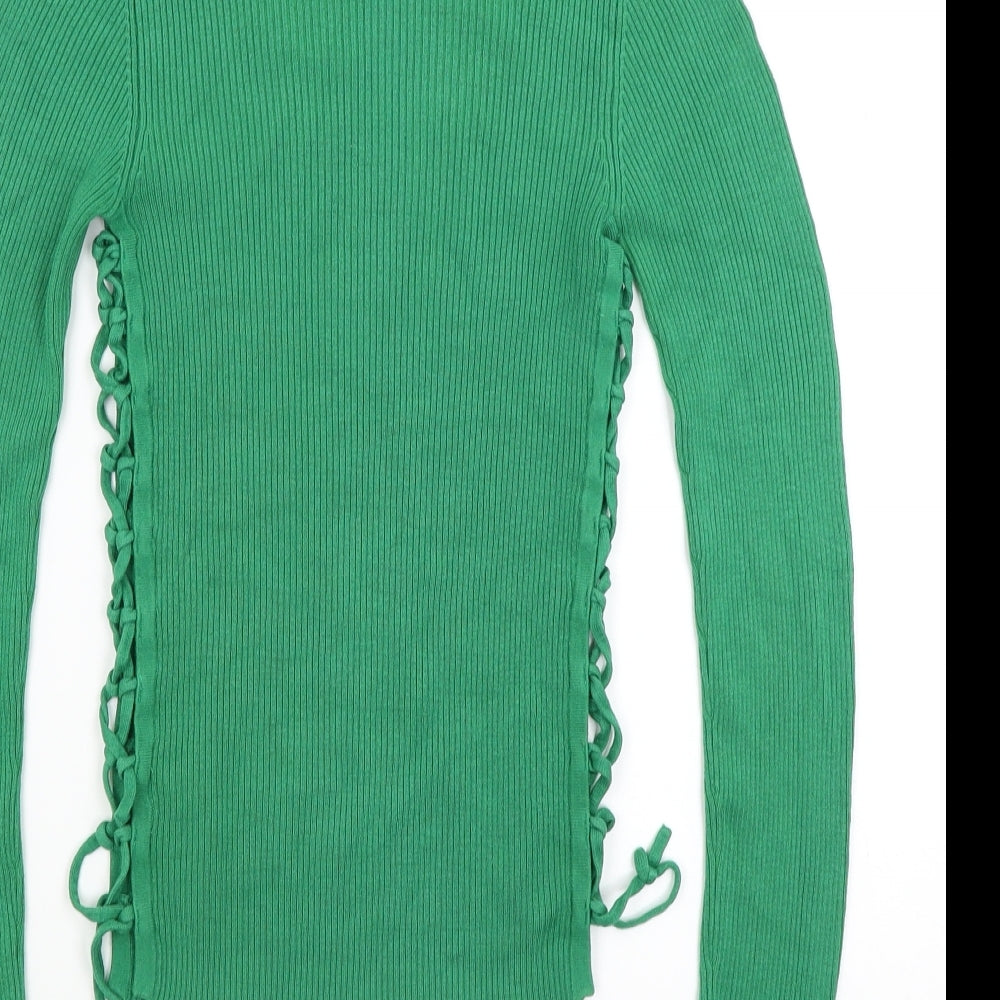 Womens UK Size 8 Therapy Green Basic T-Shirt