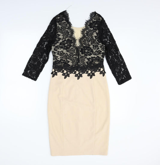 PARISIAN SIGNATURE Womens Beige Fit & Flare Size 8