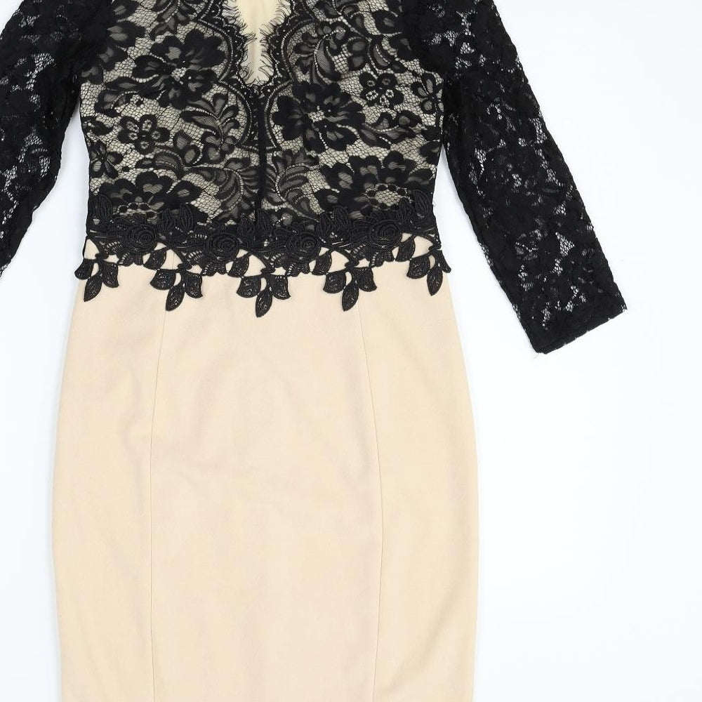 PARISIAN SIGNATURE Womens Beige Fit & Flare Size 8