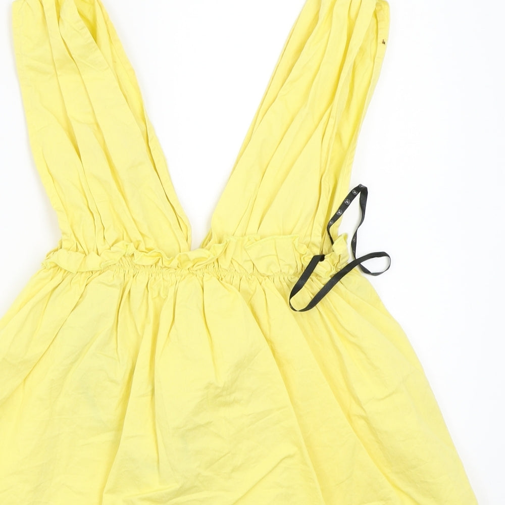 Womens UK Size 6 Missguided Yellow Basic Blouse
