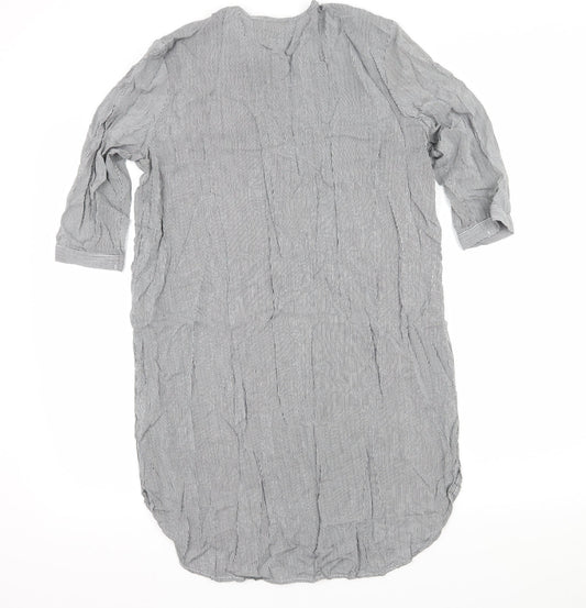 H&M Womens Black Striped Shirt Dress Size 8