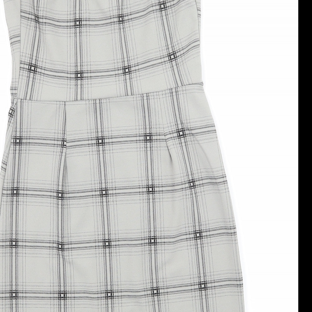 Lustre Womens Gold Plaid Jersey Bodycon Size 8