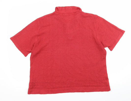 Classic Womens Red Knit Basic T-Shirt Size 20