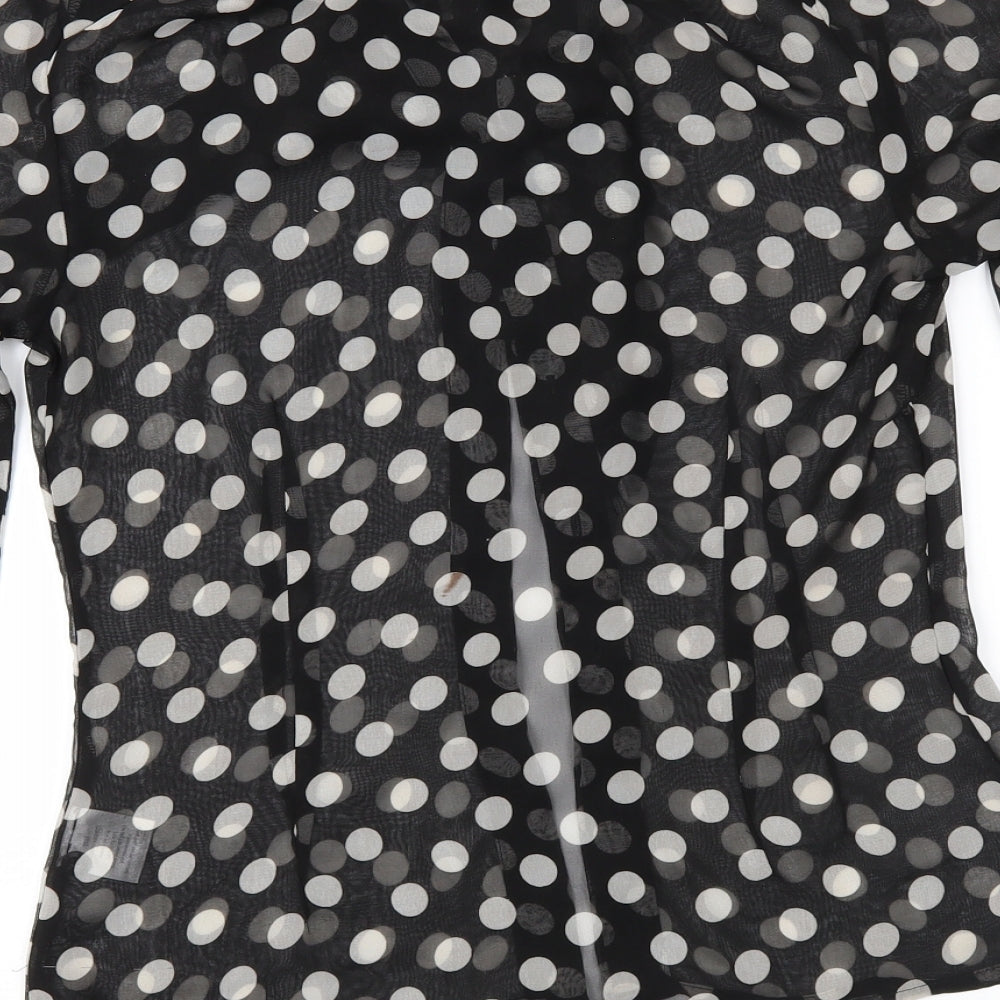 AMARANTO Womens Black Polka Dot Basic Button-Up Size 10