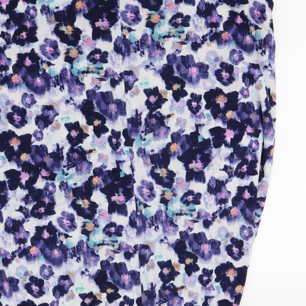 Definitions Womens Purple Floral Basic Tank Size 10