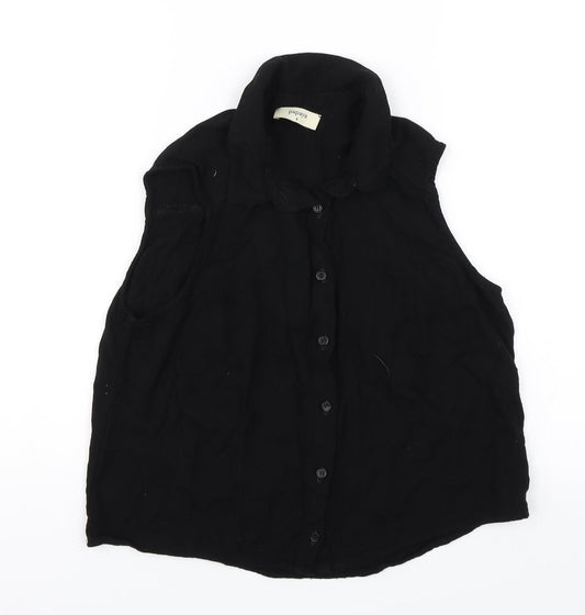 Womens UK Size 8 Papaya Black Basic Button-Up