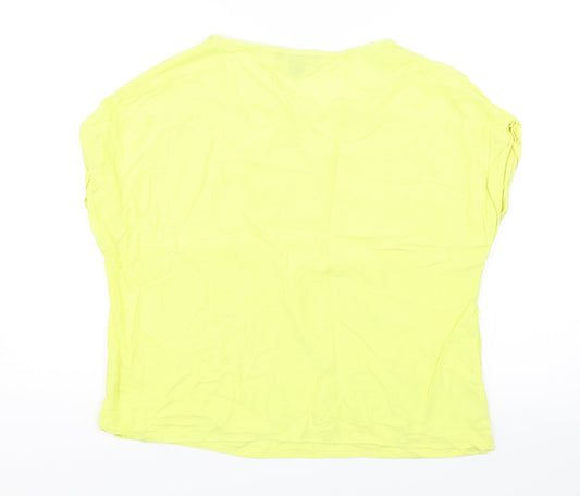 Back view of Atmosphere women’s yellow rayon basic t-shirt, size UK 12