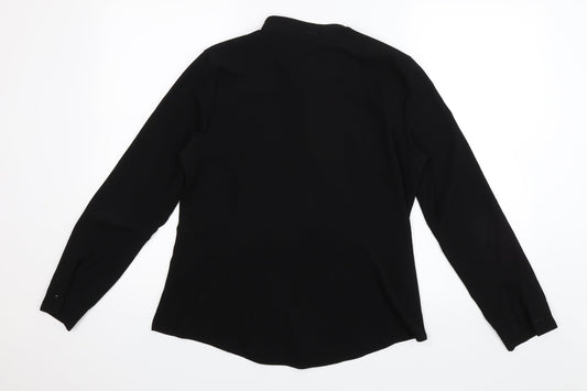 QED London Womens Black Basic Button-Up Size 10