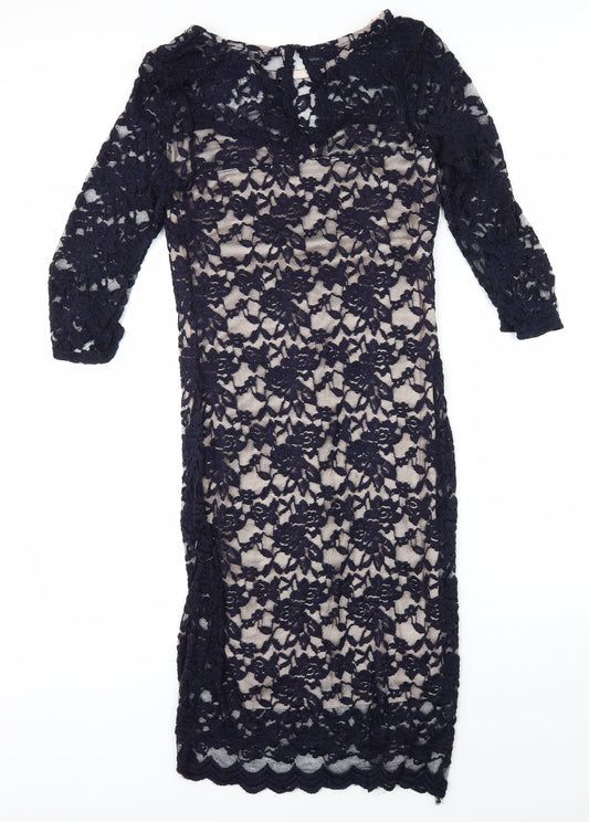 Back view of Atmosphere women’s blue floral shift, size UK 8