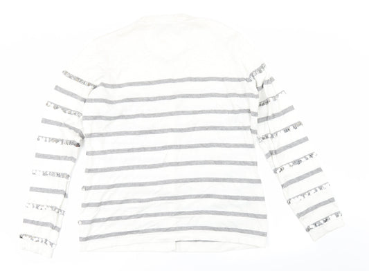 Micha Womens White Striped Pullover Jumper Size 18