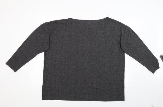 Pep & Co Womens Grey Striped Pullover Jumper Size 18